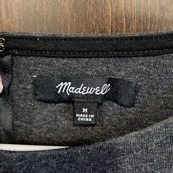 Madewell Dark Gray Jersey Knit Long Sleeve Dress Medium - Picture 4 of 5